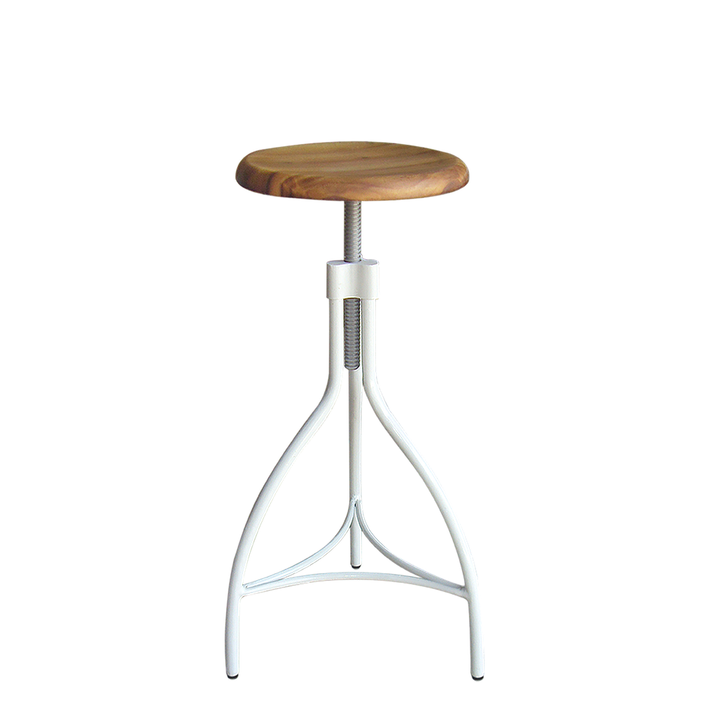 BRAD - Adjustable bar stool H72/80 - White and Washed antic