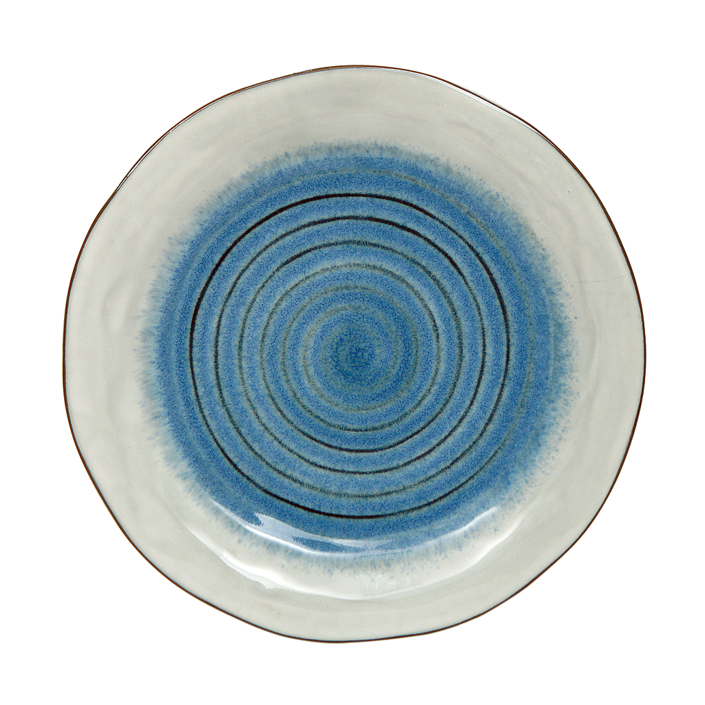 BOHO -Dinner plate Diam.28 - White and blue