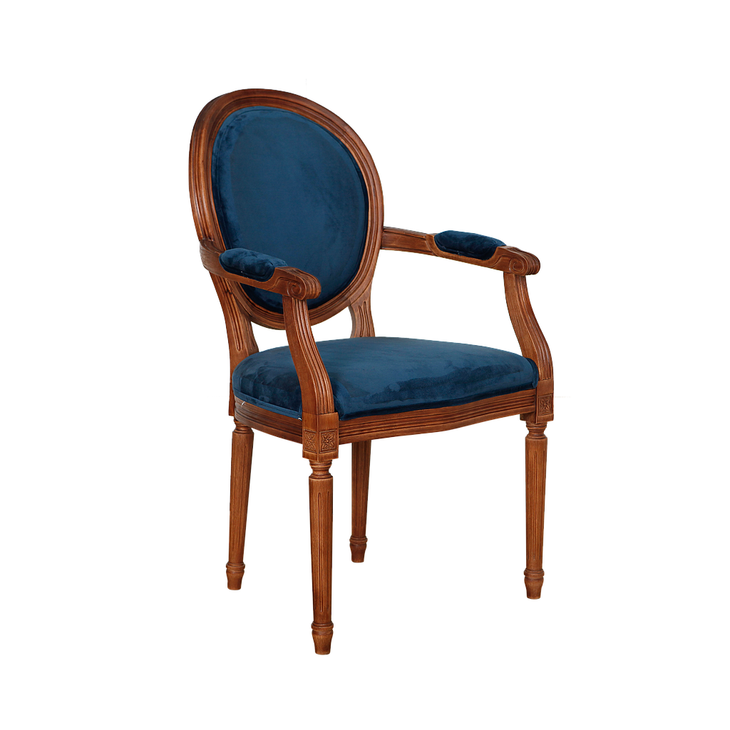 ORLEANS - Armchair - Washed antic and Dark blue cover
