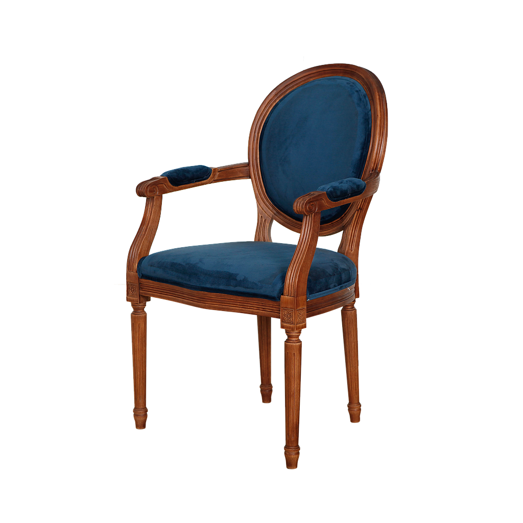 ORLEANS - Armchair - Washed antic and Dark blue cover