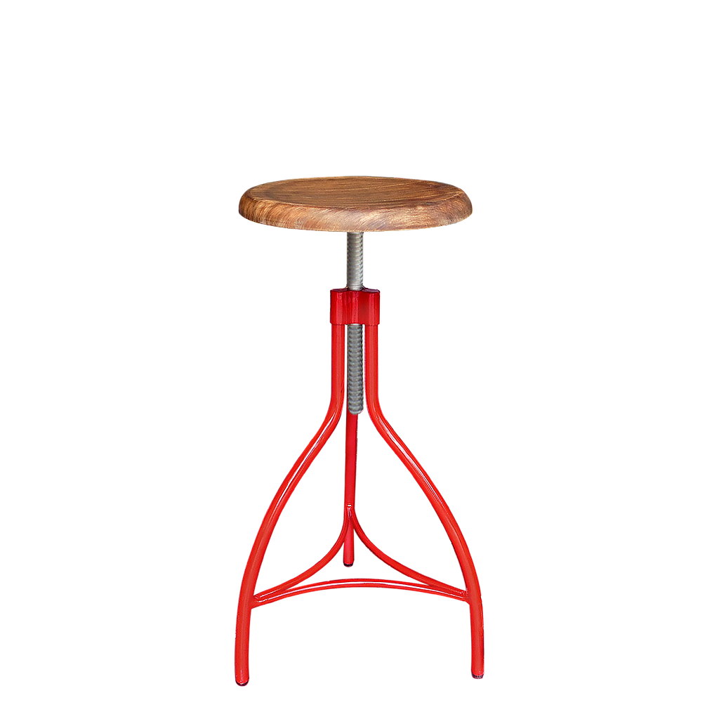 BRAD - Adjustable bar stool H72/80 - Chinese red and Natural acacia