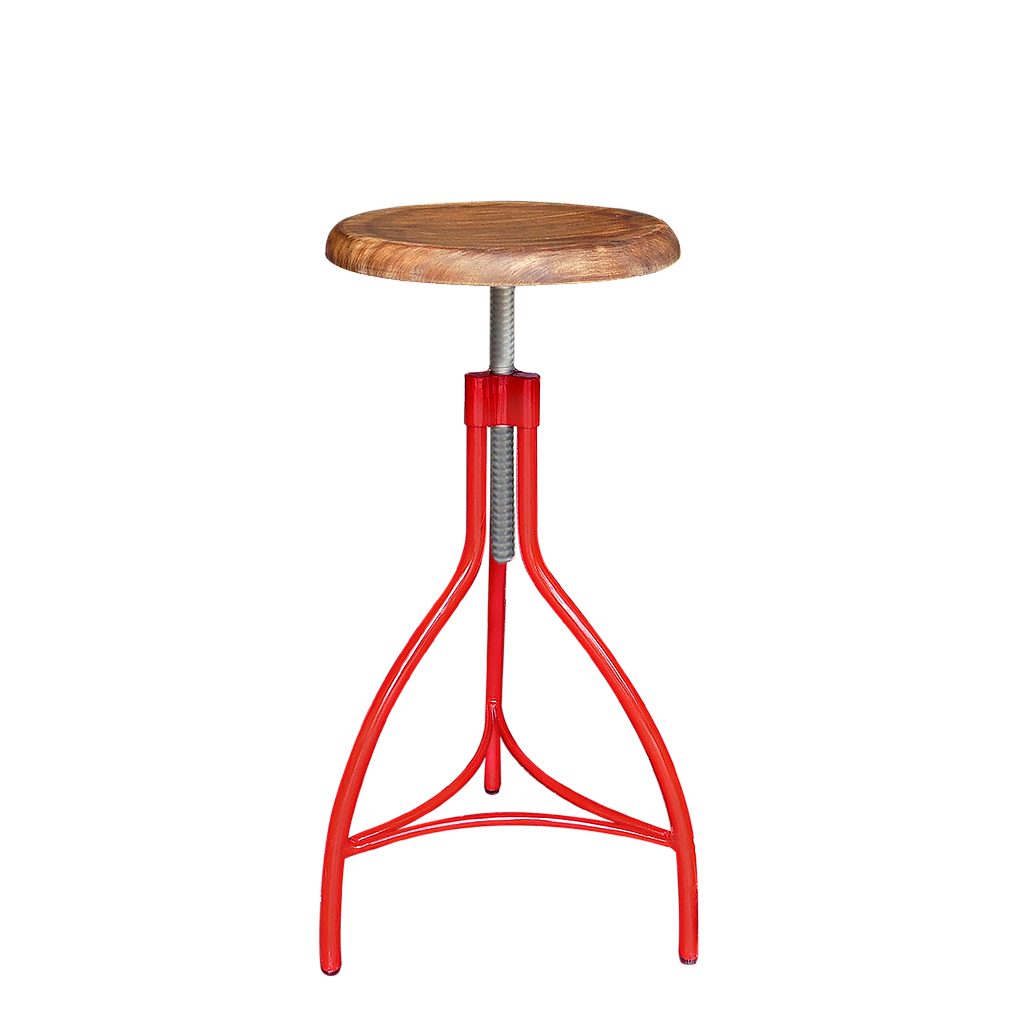 BRAD - Adjustable bar stool H72/80 - Chinese red and Natural acacia