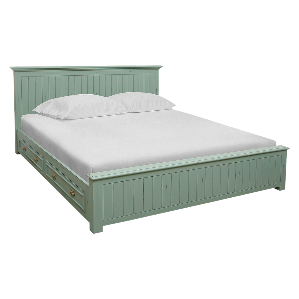 NEIL - 4 drawers King size storage bed (Mattress 180x200) - Patina mint