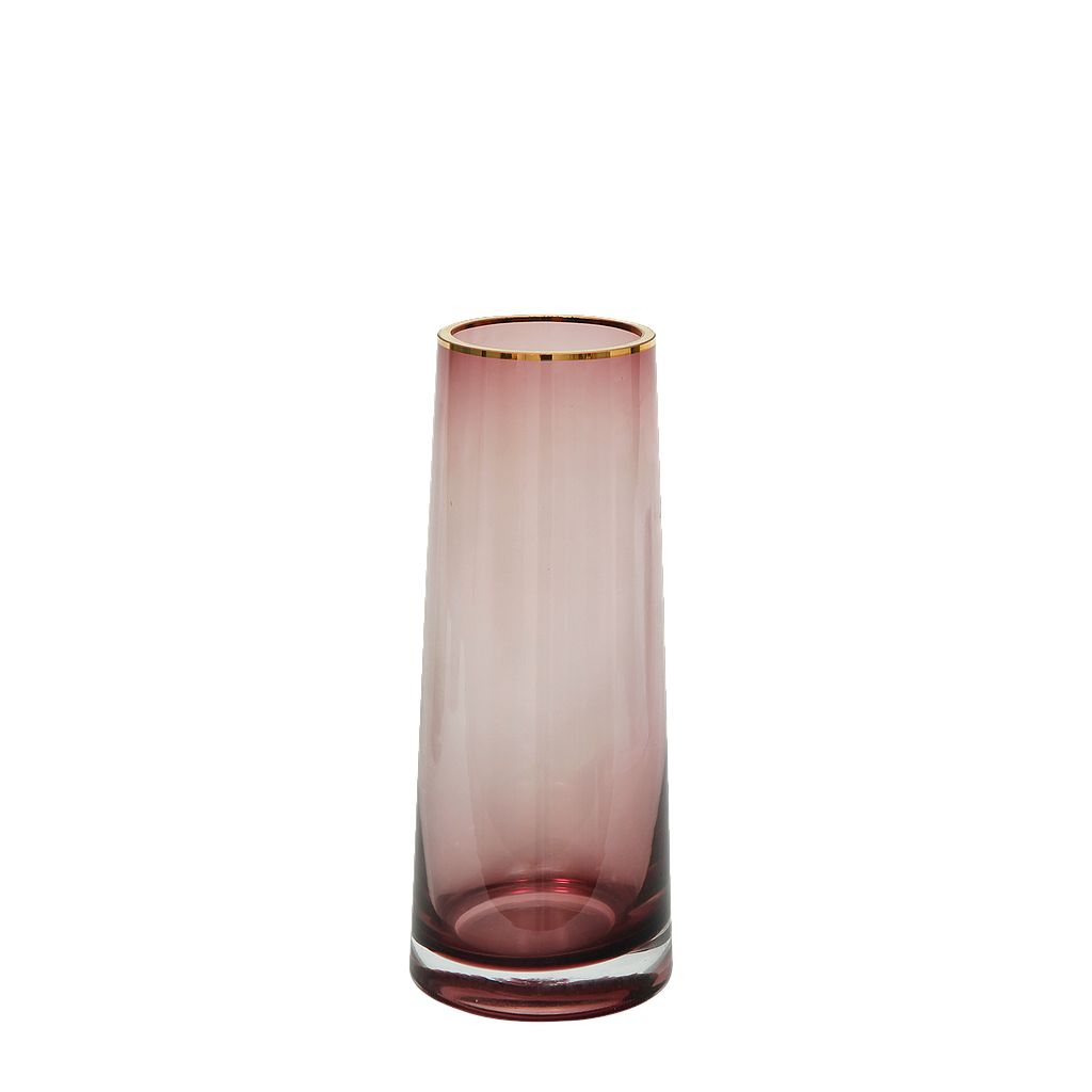 LYCORIS - Glass vase H22 - Pink and gold lining