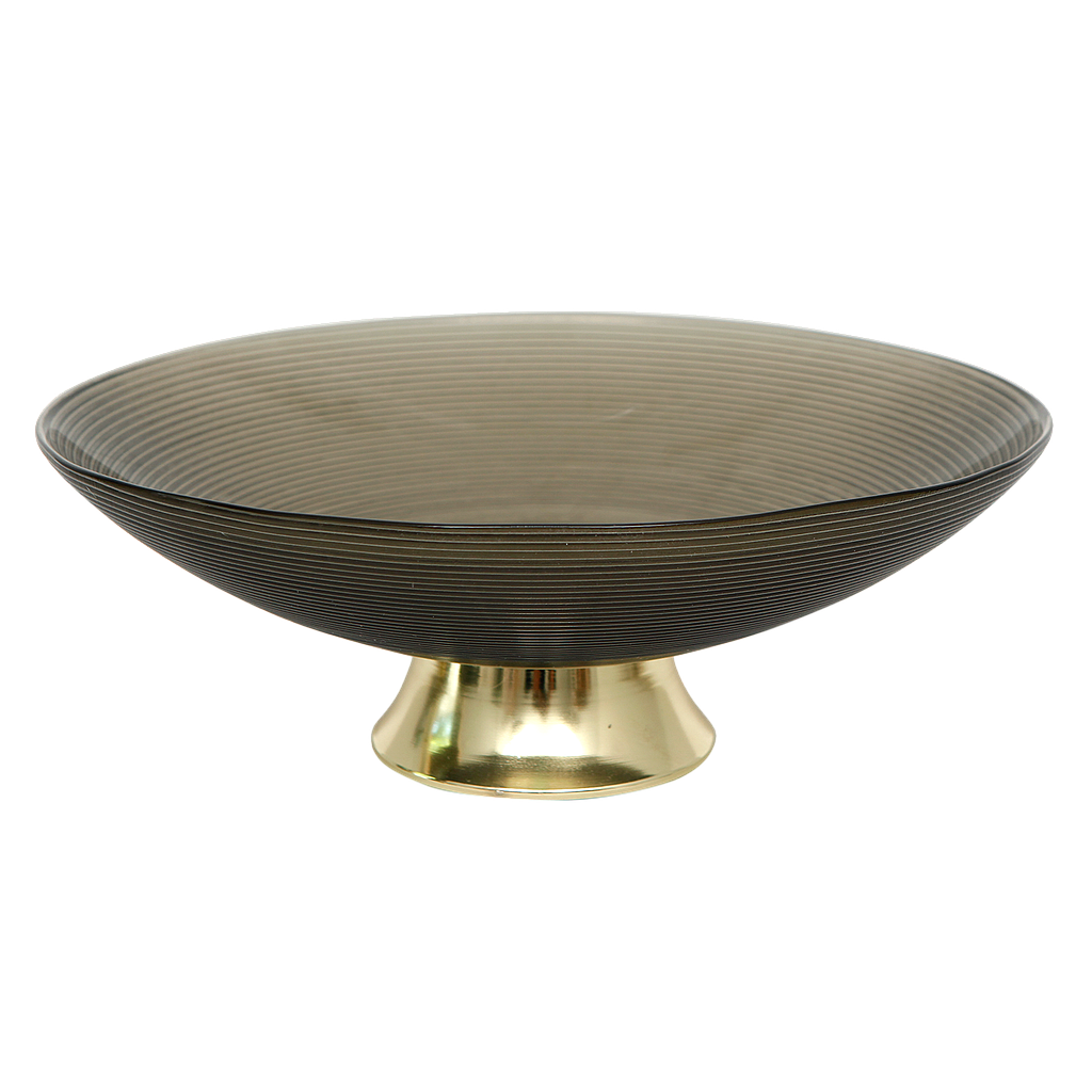 MACIS - Glass fruit bowl Diam.34 - Grey and gold
