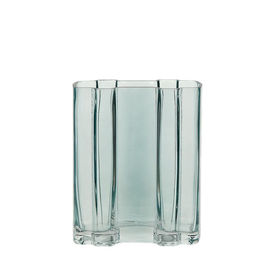 OEILLET - Glass vase H20 - Blue teinted