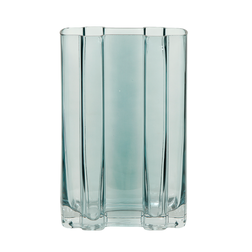 OEILLET - Glass vase H25 - Blue teinted