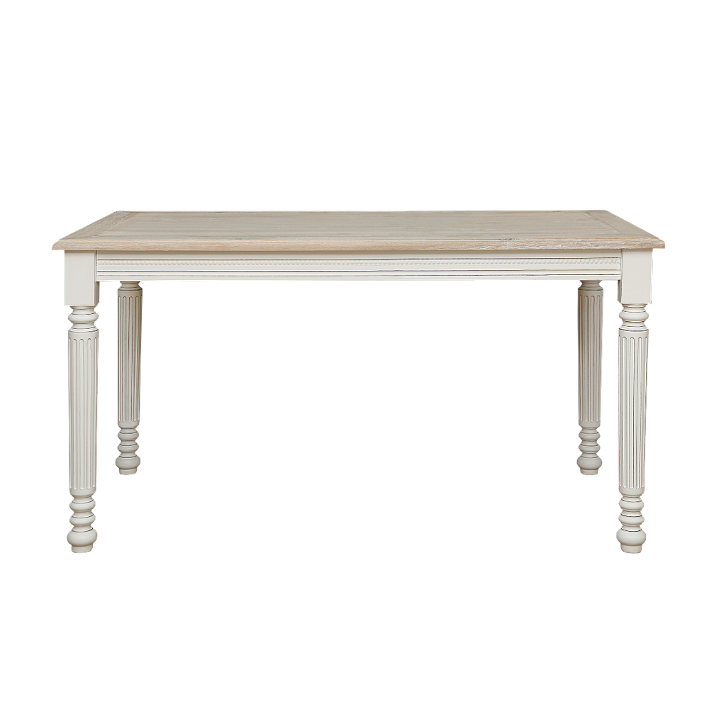ORLEANS - Dining table L140 x W80 - Brocante white and Whitened acacia