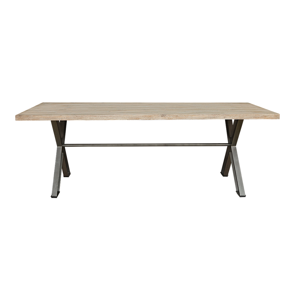 BALTIMORE - Dining table L220 x W100 - Vintage silver and Whitened acacia
