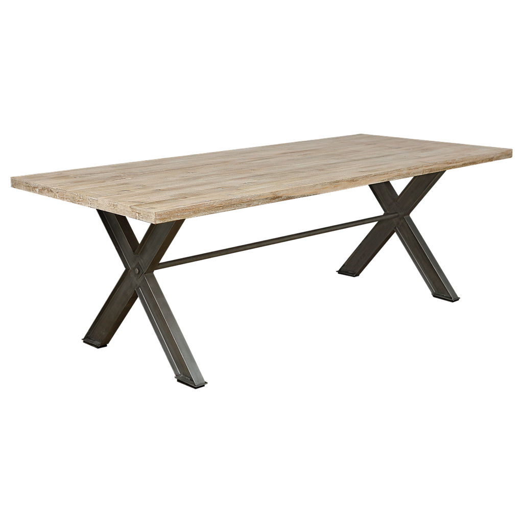 BALTIMORE - Dining table L220 x W100 - Vintage silver and Whitened acacia