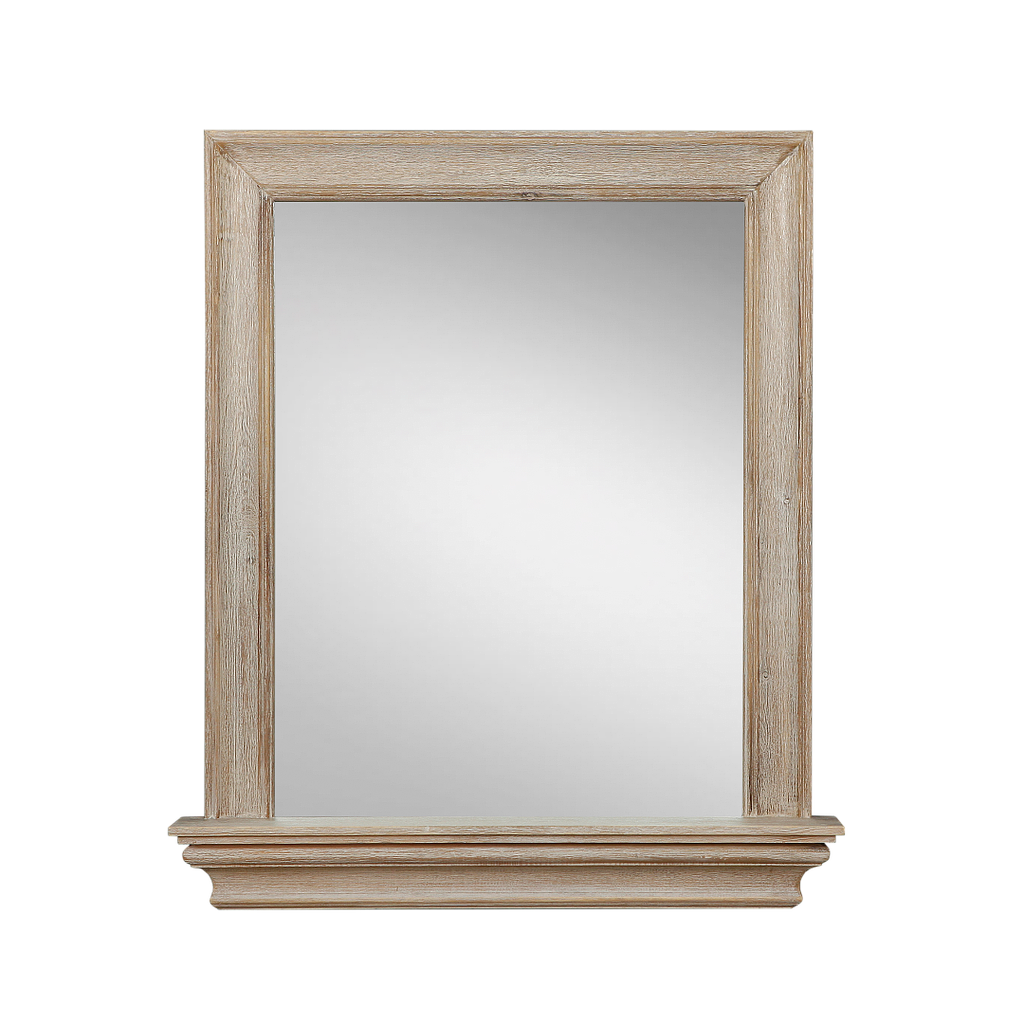 DIANE - Mirror with shelf L76 x H89 - Whitened acacia