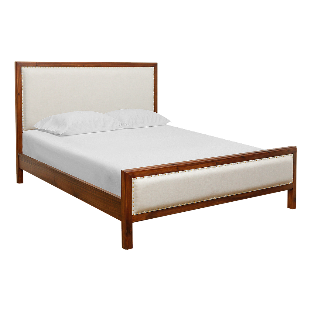 TIMEO - Queen size bed (Mattress 160x200) - Washed antic and Cream