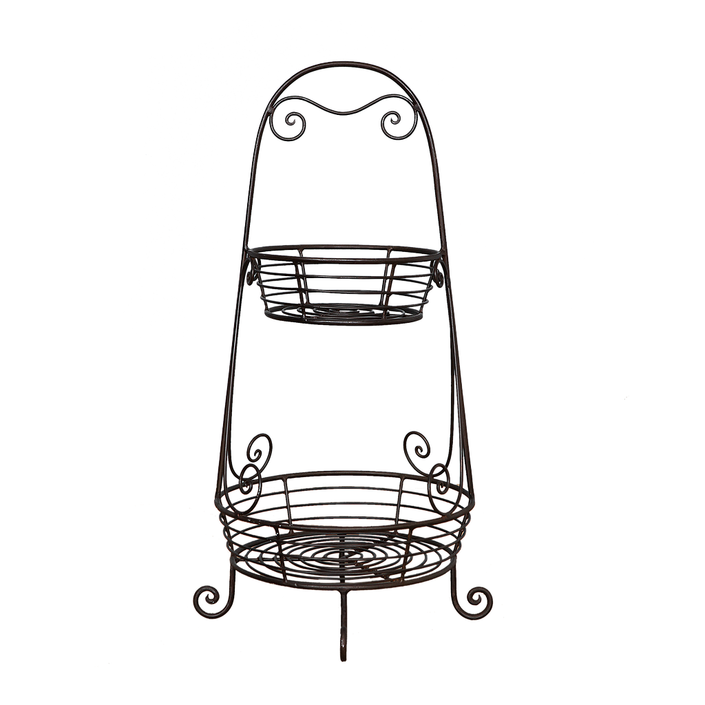 TAMALE - Wrought iron fruit basket Diam.35 x H64 - Burnish