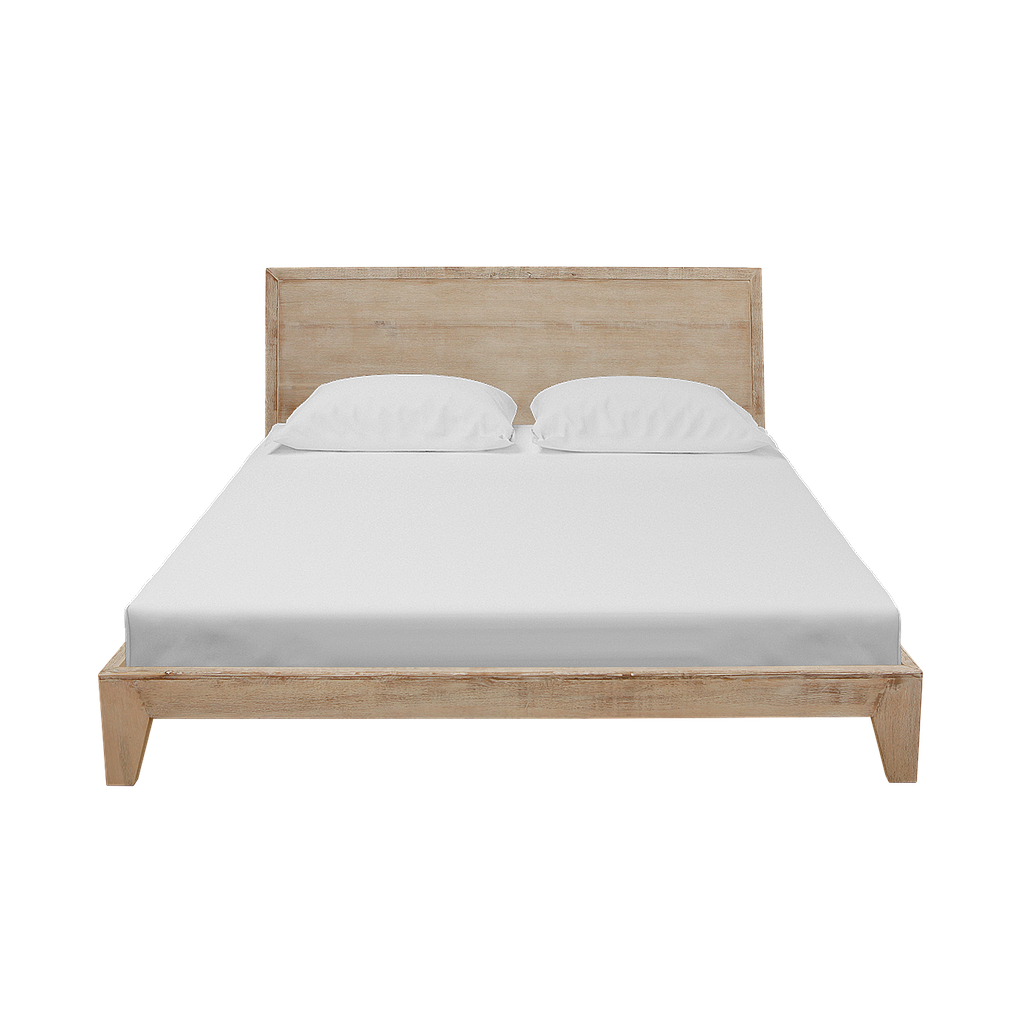 KELSEY - Queen size bed 160x200 - Whitened acacia