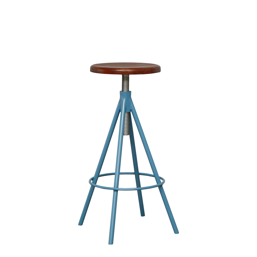 SCOTT - Adjustable bar stool H75/85 - Stone blue and Washed antic