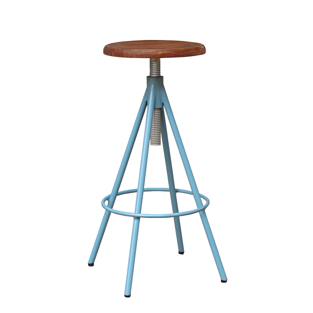 SCOTT - Adjustable bar stool H75/85 - Stone blue and Washed antic