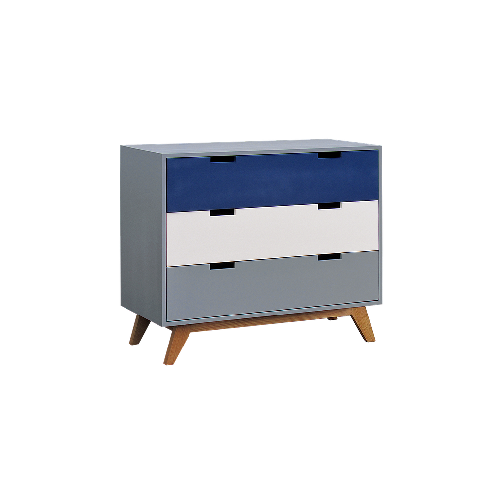 DONAN - Chest of drawers L100 - Natural oak and Multicolor