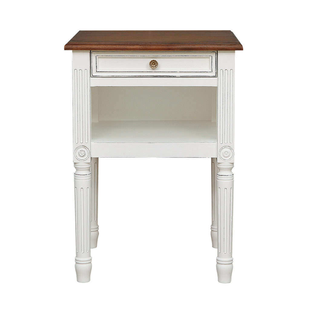 ORLEANS - Bedside table H70 - Brocante white and Washed antic