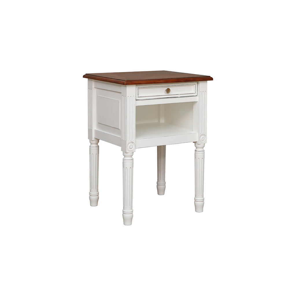 ORLEANS - Bedside table H70 - Brocante white and Washed antic