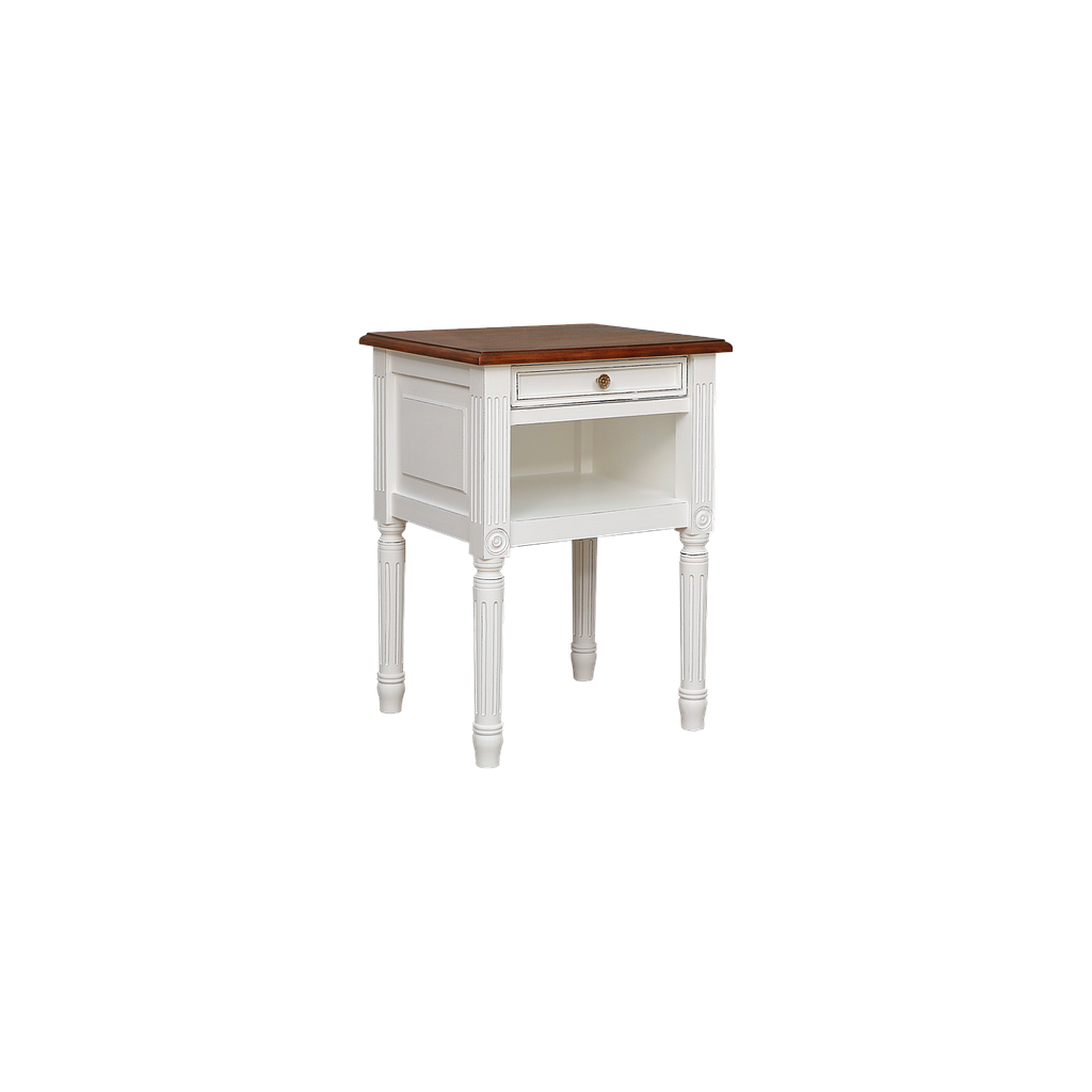ORLEANS - Bedside table H70 - Brocante white and Washed antic