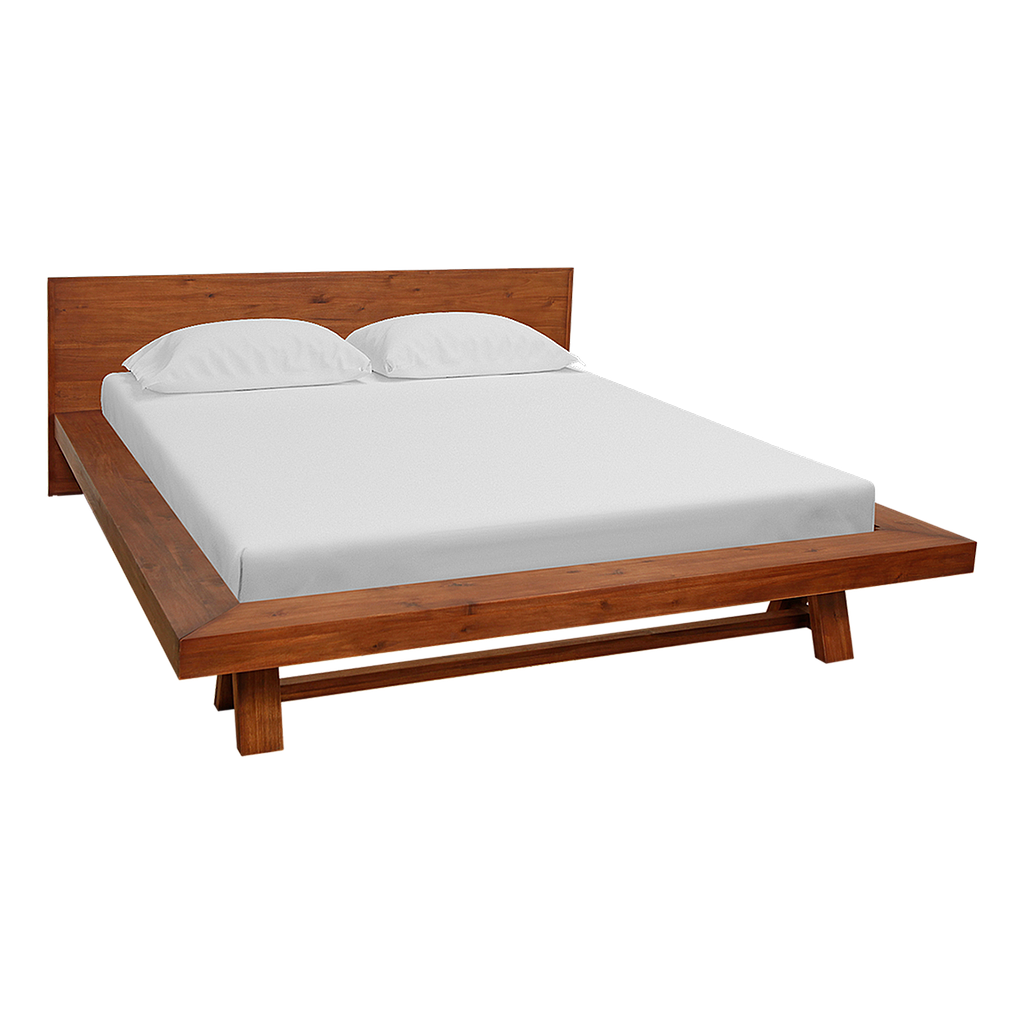 KILGO - Queen size bed (Mattress 160x200) - Washed antic
