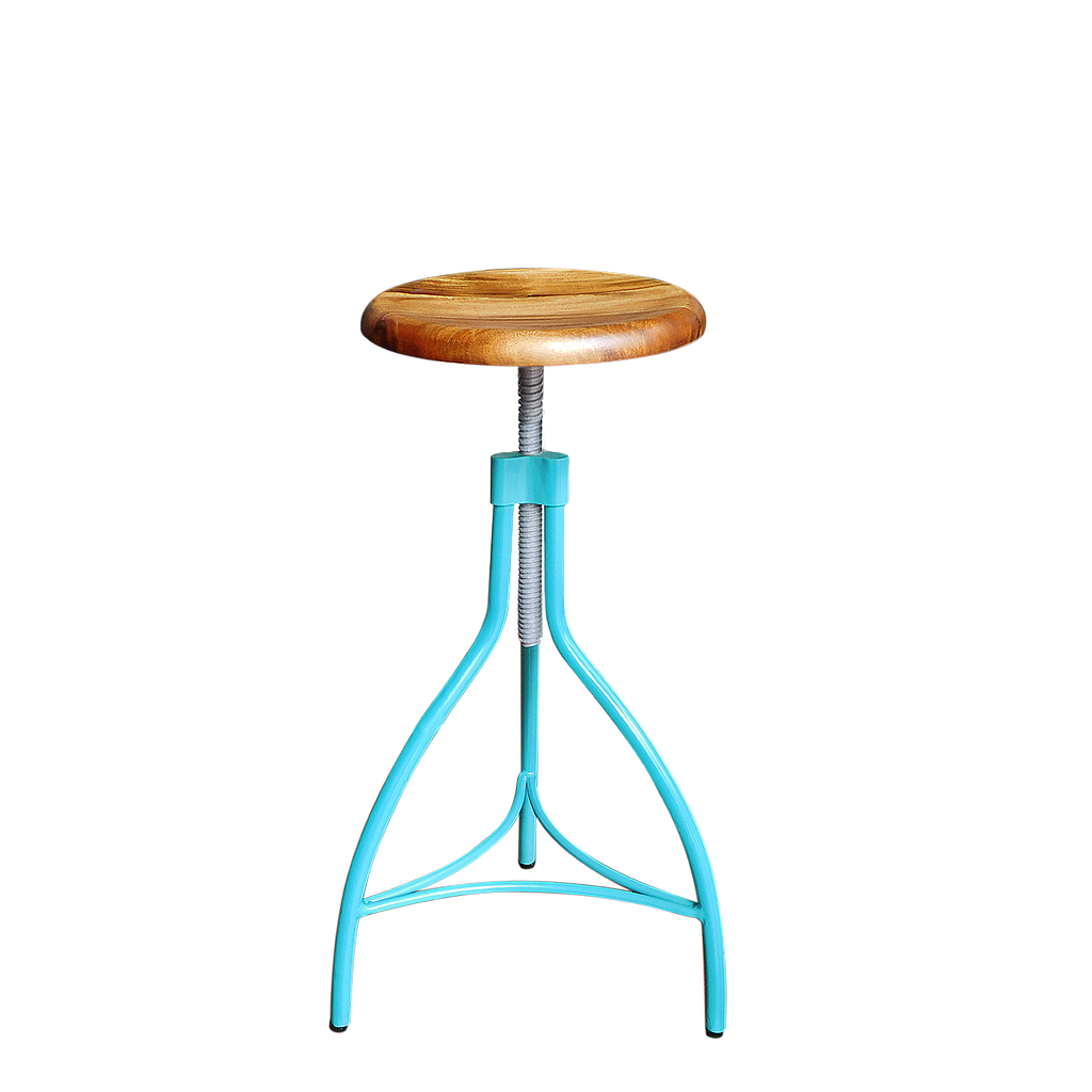 BRAD - Adjustable bar stool H72/80 - Water blue and Natural acacia