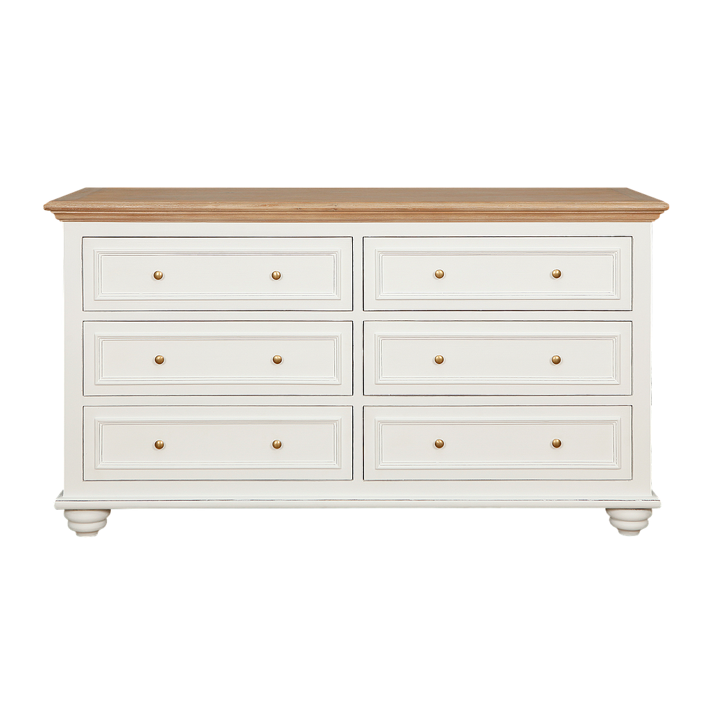 MEGAN - Chest of drawers L160 x H90 - Brocante white and Toffee
