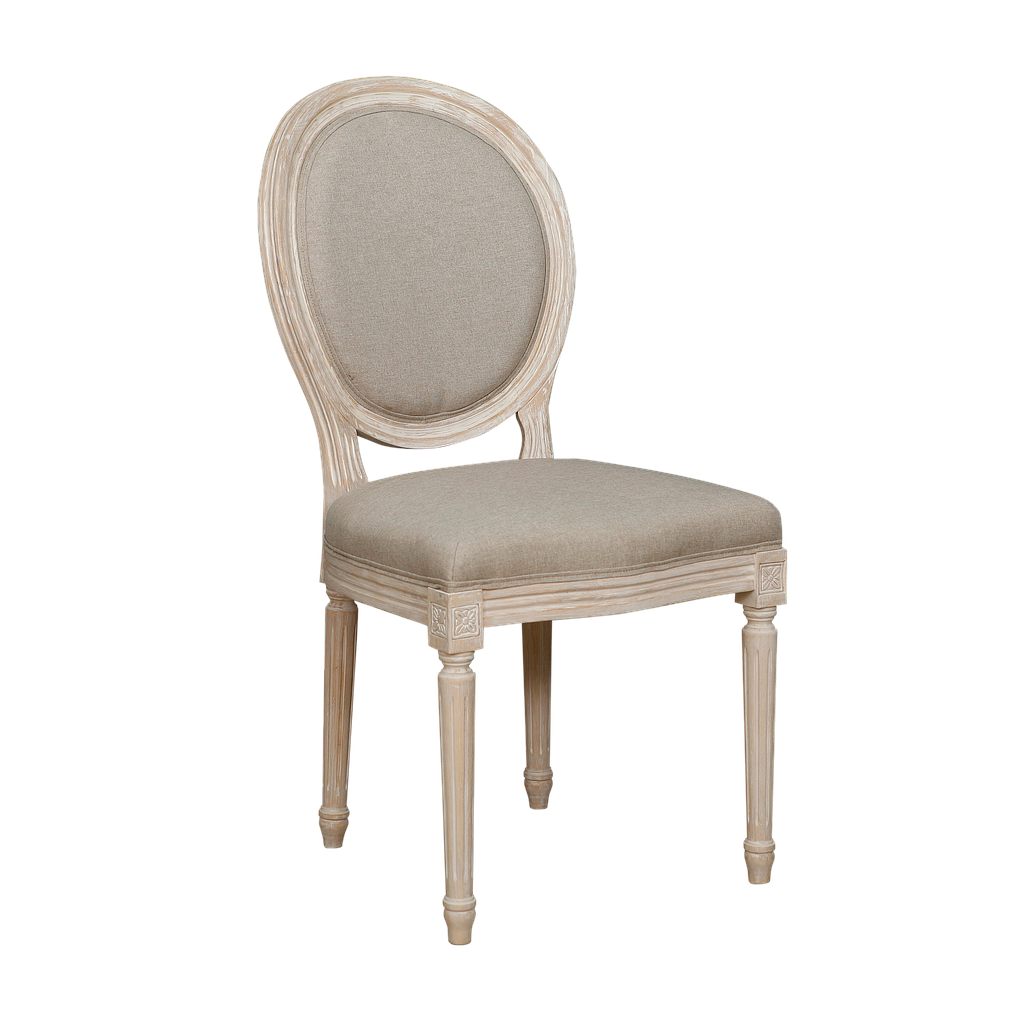ORLEANS - Dining chair - Whitened acacia and Light brown cover