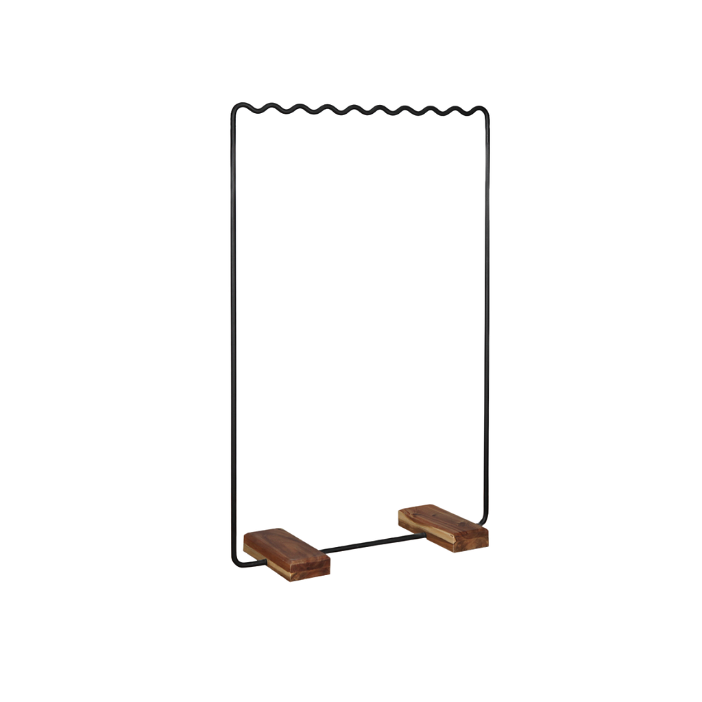 WAVE - Hanging rackL90 x H140 - Matt black and Natural acacia