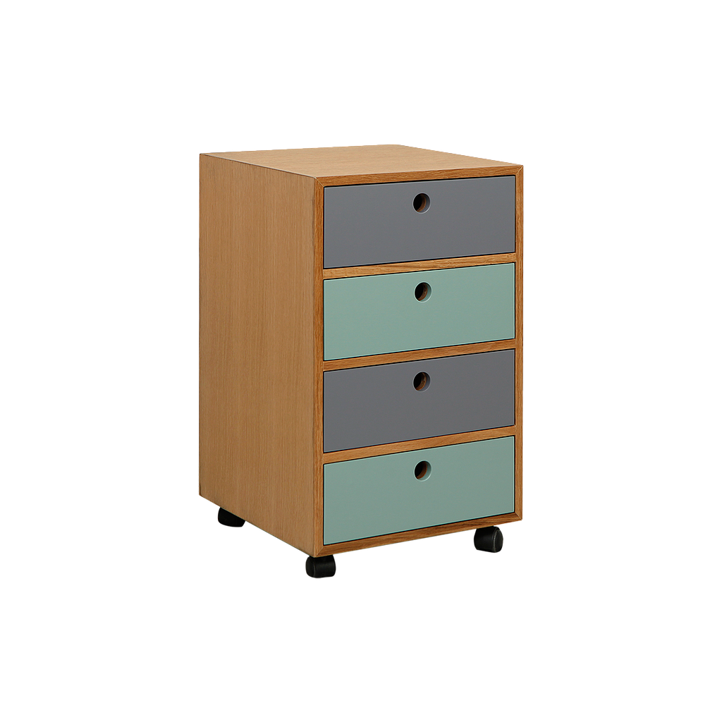 OSLO - Office unit L40 x H65- Natural oak, Pearl grey and Mint