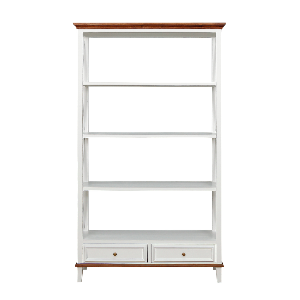 DAPHNEE - Bookcase L110 x H190 - Brocante white and washed antic
