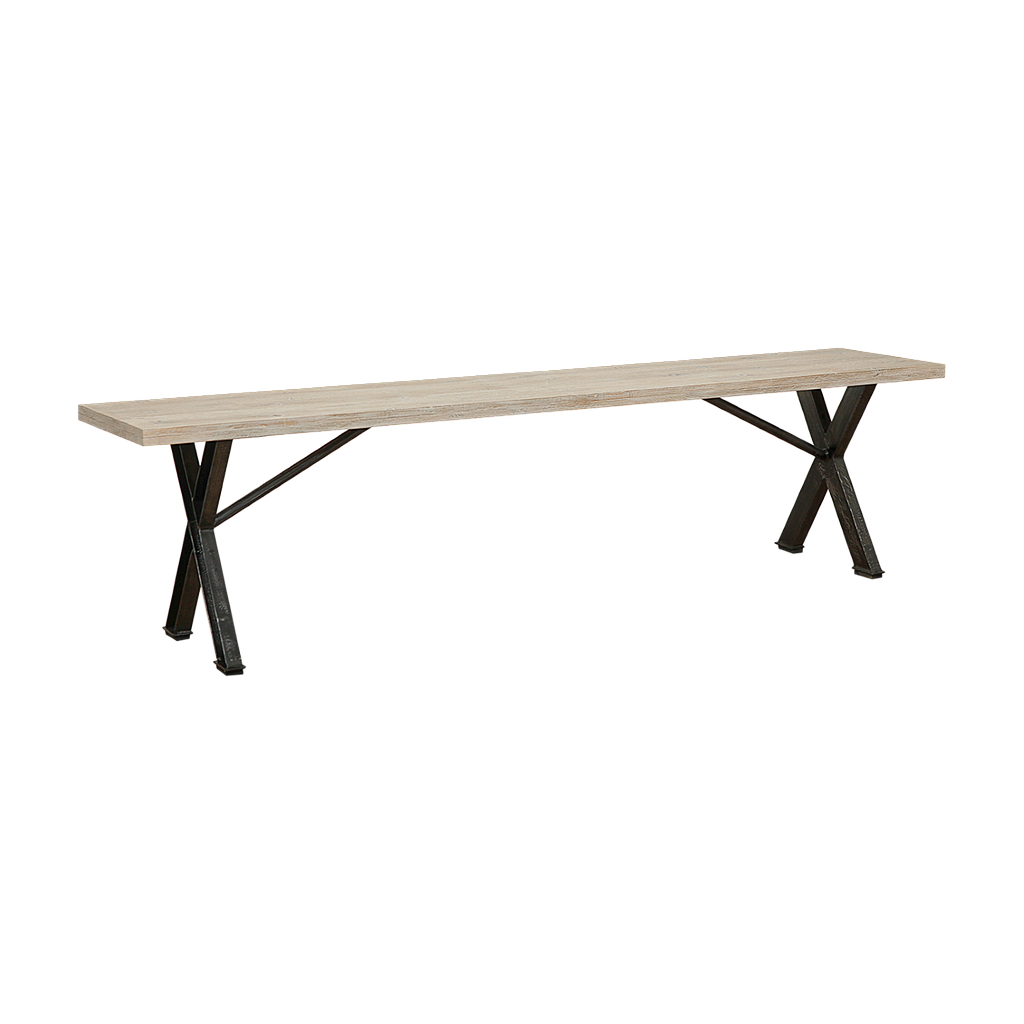 BALTIMORE - Bench L180 - Patina black metal and Whitened acacia