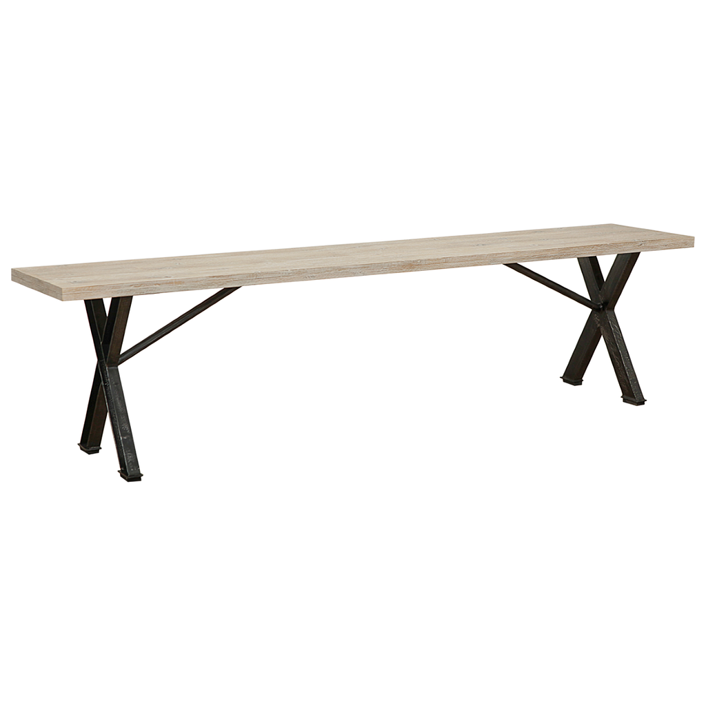 BALTIMORE - Bench L180 - Patina black metal and Whitened acacia