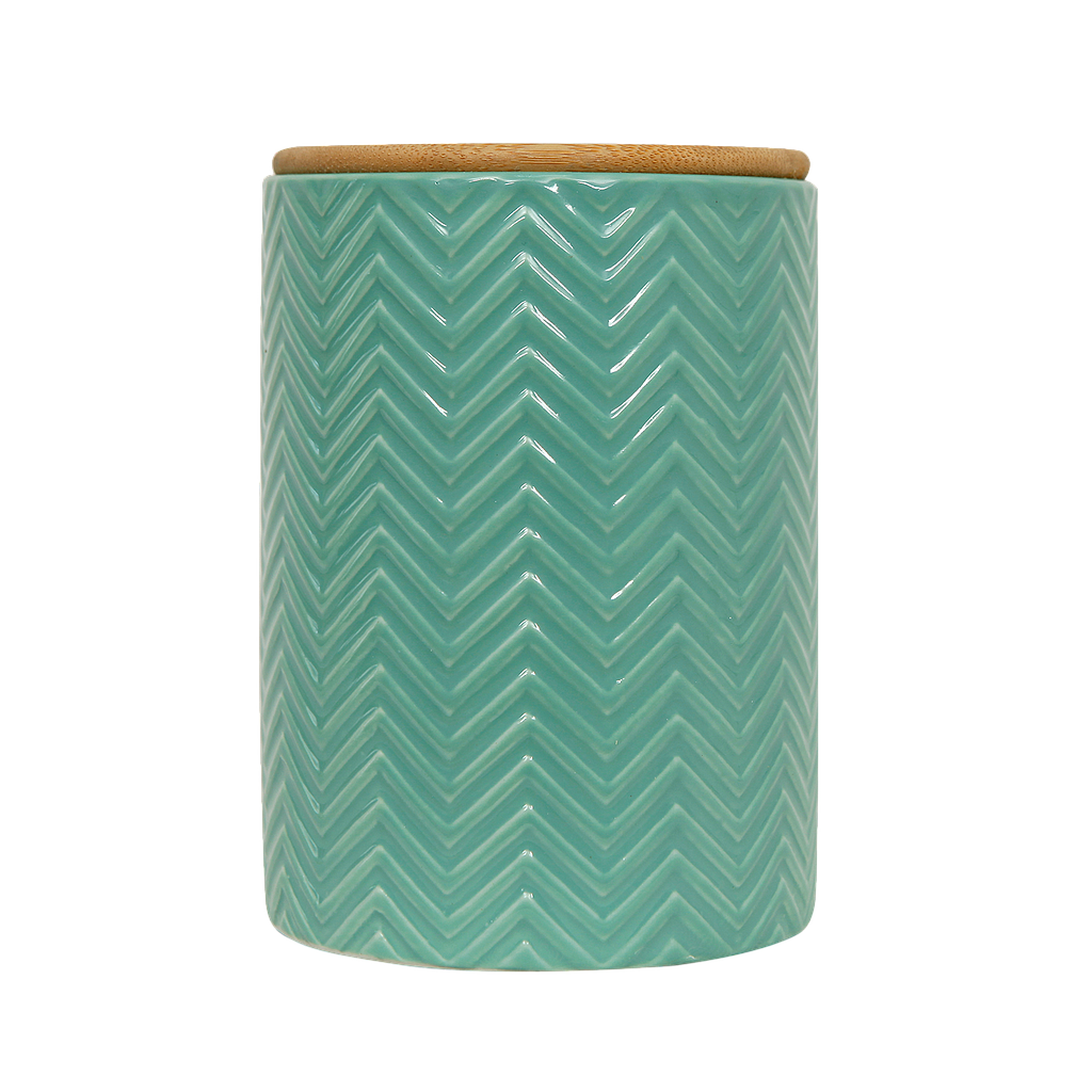 EFFIE - Ceramic jar H15 - Multicolor with bamboo lid