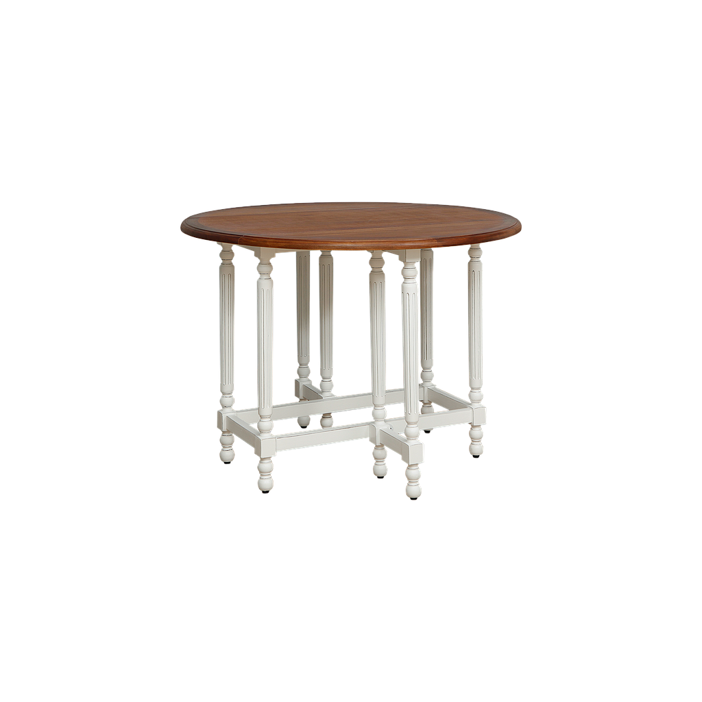 COUNTRY - Folding table Diam.100 - Brocante white and Washed antic