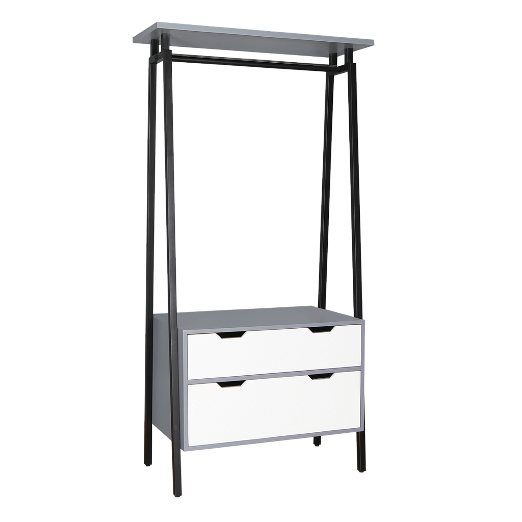 YLAN - Hanging rack L100 x H195 - Matt black, White and Pearl grey