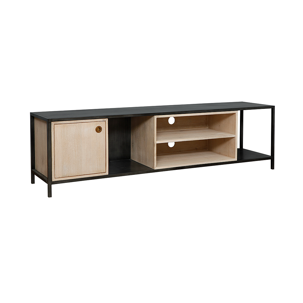 JOHNSON - TV unit L180 - Vintage anthracite and Whitened acacia