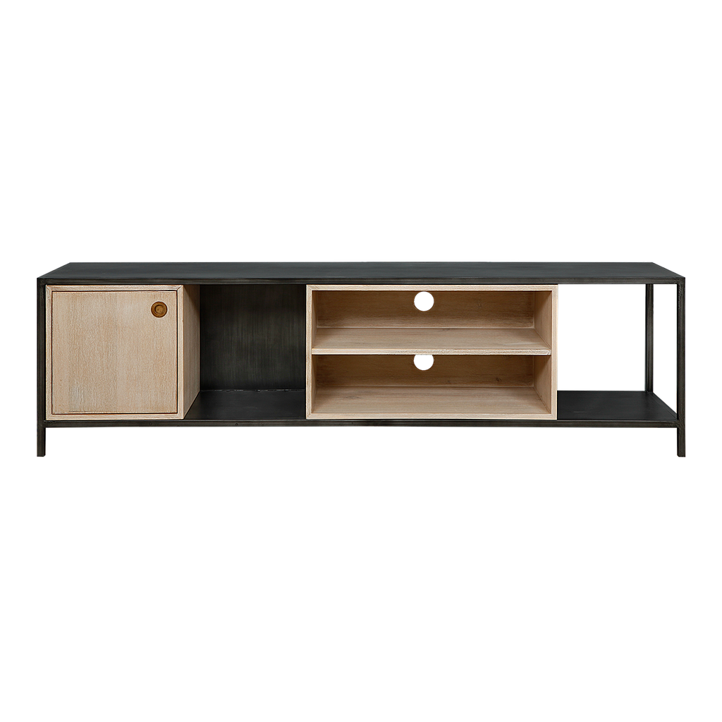 JOHNSON - TV unit L180 - Vintage anthracite and Whitened acacia