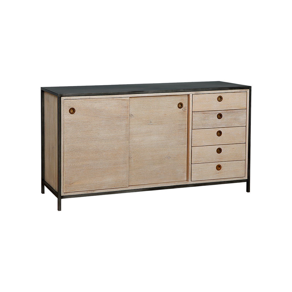 JOHNSON - Sideboard L150 - Vintage anthracite and Whitened acacia