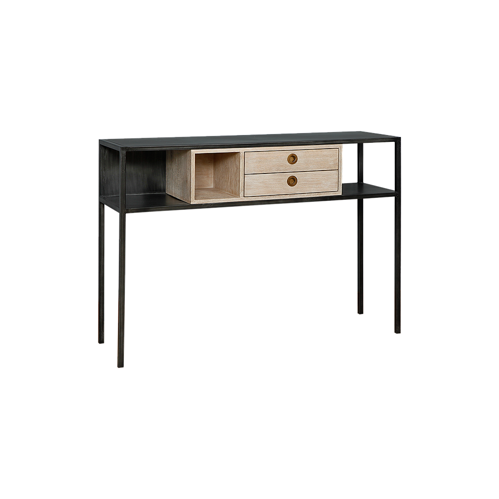 JOHNSON - Console table L120 - Vintage anthracite and Whitened acacia