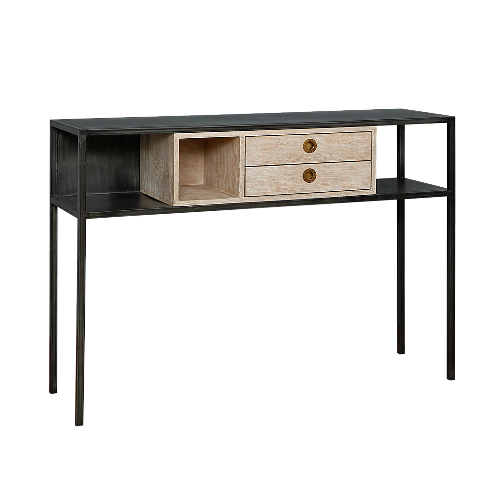 JOHNSON - Console table L120 - Vintage anthracite and Whitened acacia