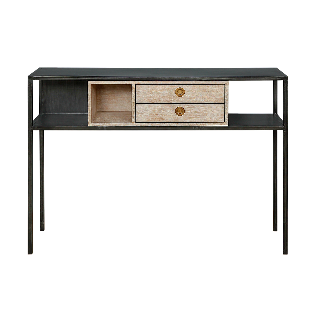 JOHNSON - Console table L120 - Vintage anthracite and Whitened acacia