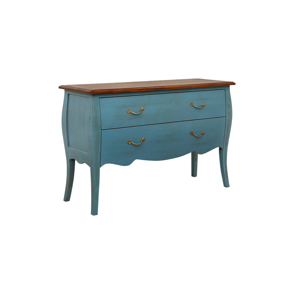 CLARCK - Chest of drawers L130 x H85 - Shabby stone blue and Washed antic