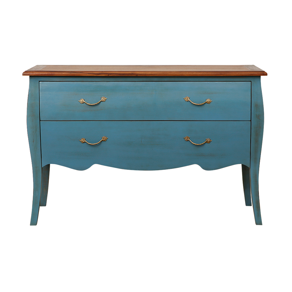CLARCK - Chest of drawers L130 x H85 - Shabby stone blue and Washed antic