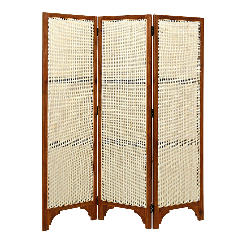 WASSIM - Room divider L150 x H180 - Washed antic and Natural cane