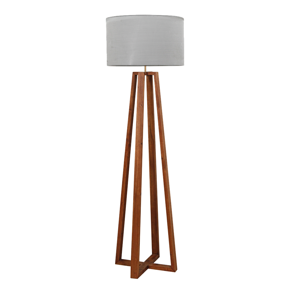 AMSTERDAM - Wooden floor lamp H165 - Washed antic and multicolor lampshade
