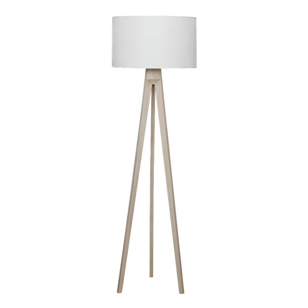 LOFOTEN - Wooden floor lamp H169 - Whitened acacia and multicolor lampshade