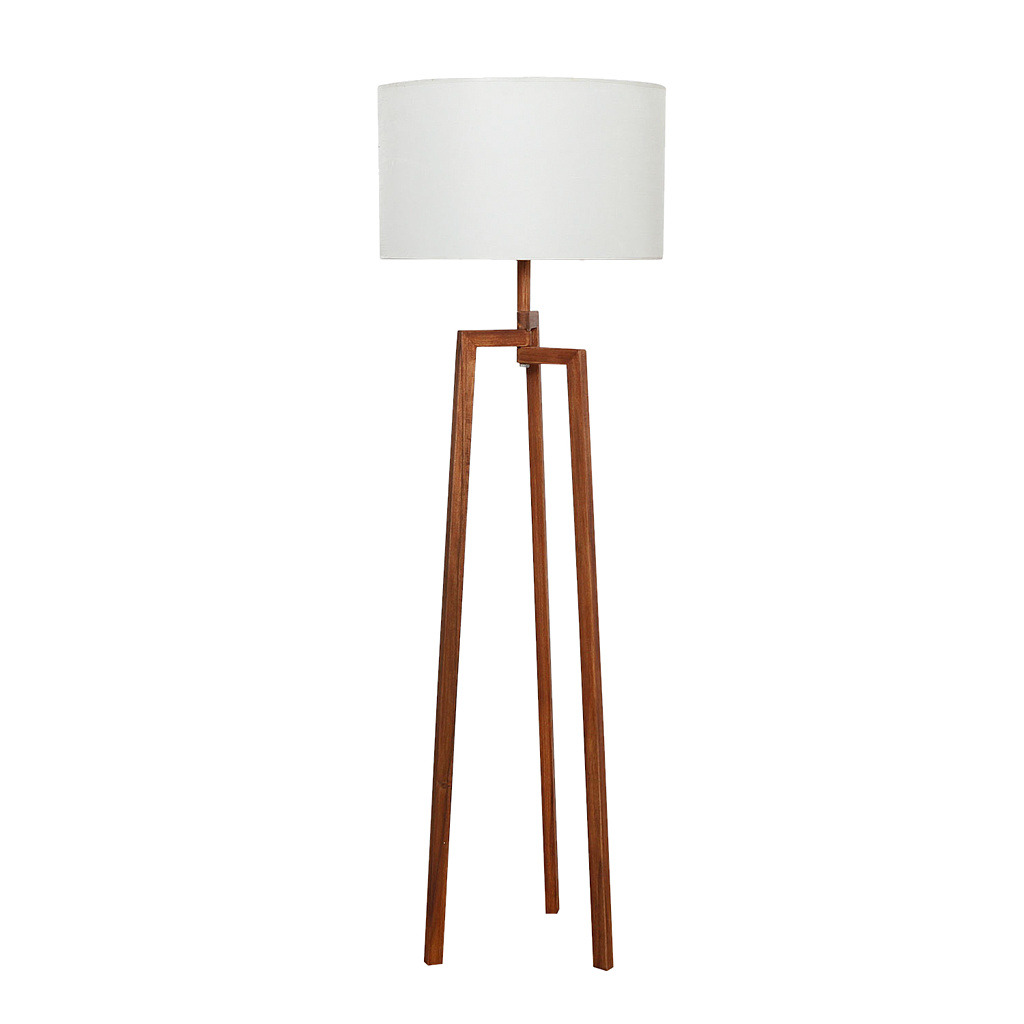 MIRO - Wooden floor lamp H151 - Washed antic and multicolor lampshade