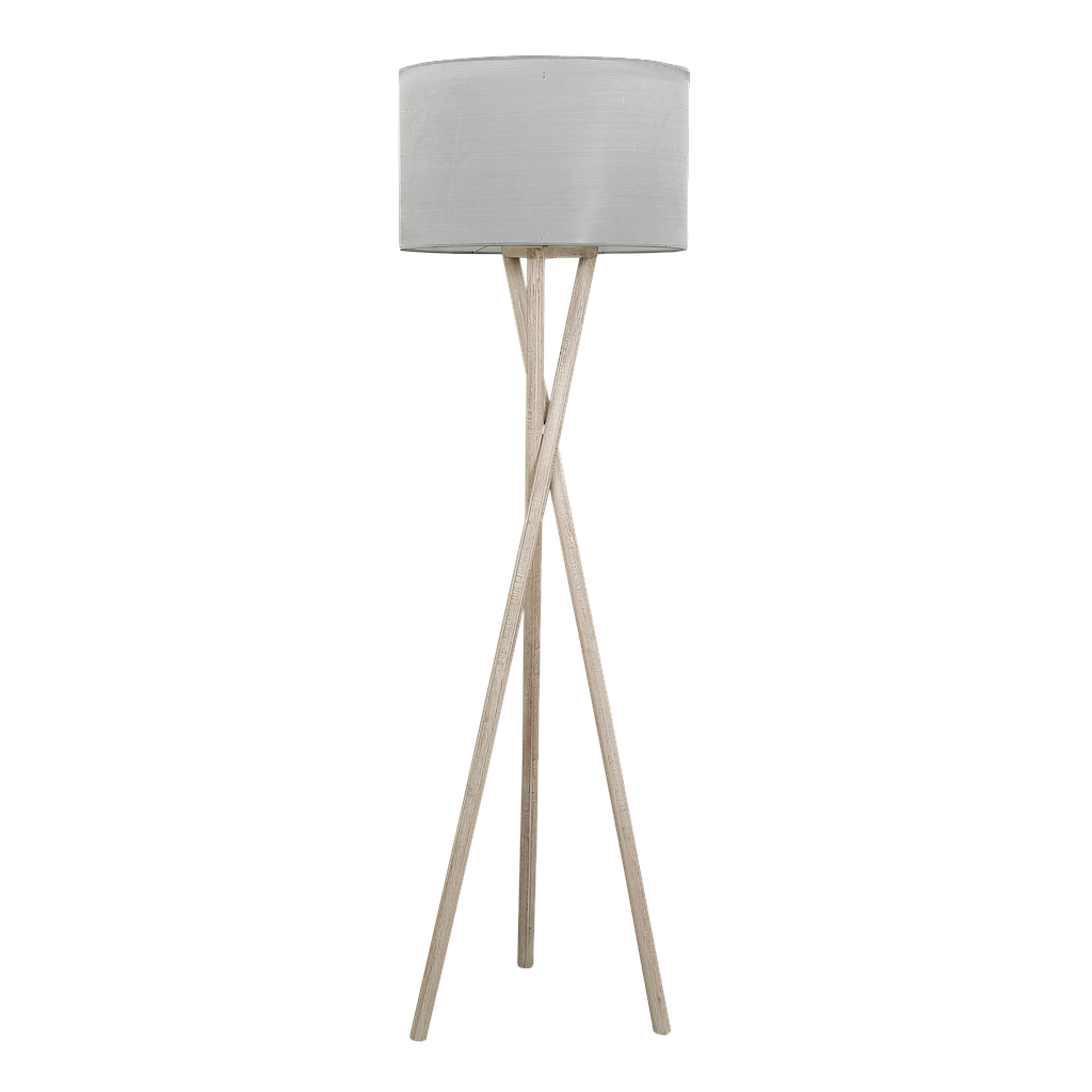 SOREL - Wooden floor lamp H168 - Whitened acacia and Multicolor lampshade