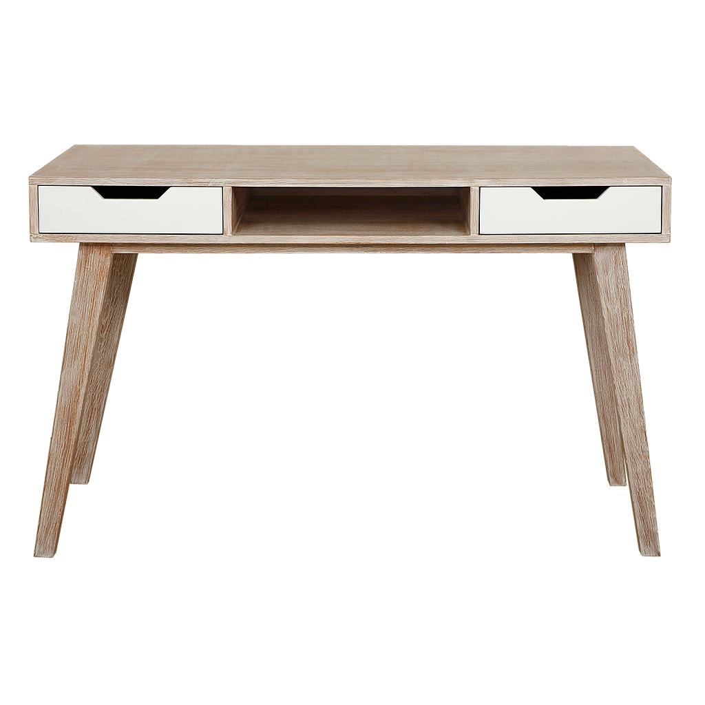 OSLO - Desk L120 x W55 - Whitened acacia and White lacquer